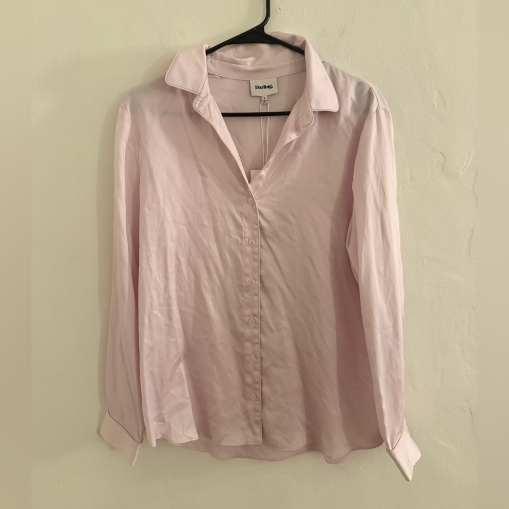 Darling Pale Pink Button-Down Blouse